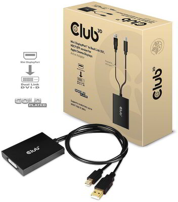 Club 3D - Mini DisplayPort™ to Dual Link DVI, HDCP OFF version for Apple Cinema Displays Active Adapter - CAC-1130-A