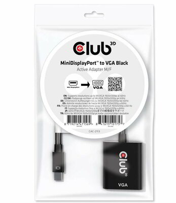 Club 3D - MiniDisplayPort™ to VGA Black Active Adapter M/F - CAC-2113