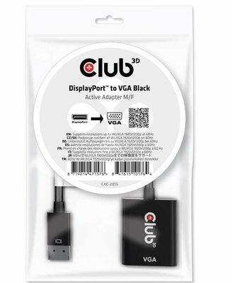 Club 3D - DisplayPort™ to VGA Black Active Adapter M/F - CAC-2013