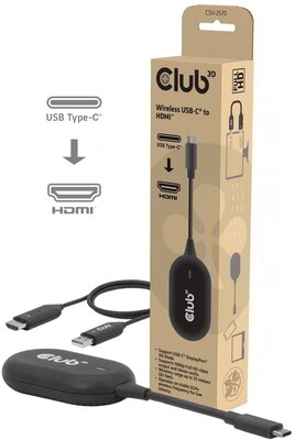 Club 3D - Wireless USB-C® to HDMI™ Transmitter and Receiver FullHD 25m/82ft range - CSV-2570