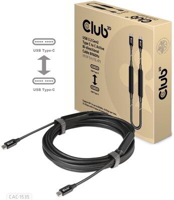 Club 3D - USB-C® to C Active 10Gbps Cable 8K60Hz M/M 5m/16.4ft - CAC-1535