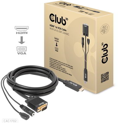 Club 3D - HDMI™ to VGA Cable M/M 2m/6.56ft 28AWG - CAC-1712