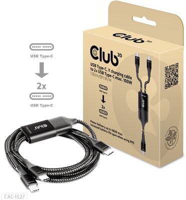 Club - USB-C®, Y Charging Cable to 2x USB-C® PD100W 1.83m/6ft M/M - CAC-1527