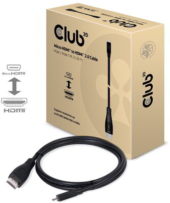 Club 3D - Micro HDMI™ to HDMI™ 4K60Hz Cable M/M 1m/3.28ft - CAC-1351