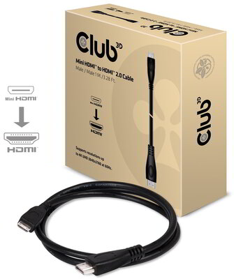 Club 3D - Mini HDMI™ to HDMI™ 4K60Hz Cable M/M 1 m/ 3.28 ft - CAC-1350