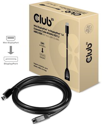 Club 3D - Mini DisplayPort™ to DisplayPort™1.4 Extension Cable 8K60Hz DSC1.2 HBR3 HDR M/F 1m/3.28 ft - CAC-1121
