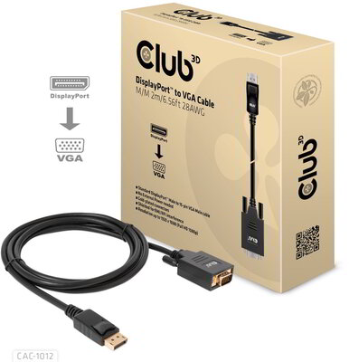 Club 3D - DisplayPort™ to VGA Cable M/M 2m/6.56ft 28AWG - CAC-1012