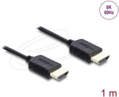 Delock - Koaxiális High Speed HDMI kábel 8K 60 Hz 48 Gbps fonott borítással 1 m - 81681