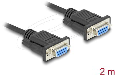 Delock - D-Sub9-es, RS-232 soros kábel, anya-anya, 2 m - 86824