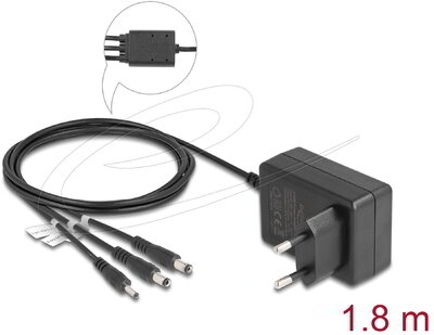 Delock - Külső tápegység DC 3,5 x 1,35 mm, DC 5,5 x 2,1 mm, DC 5,5 x 2,5 mm 5,0 V / 2,0 A / 10,0 W - 41466