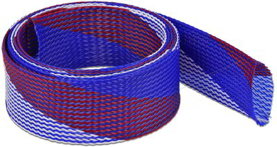 Delock - Fonott kábelharisnya nyújtható 2 m x 50 mm kék-piros-fehér - 20761