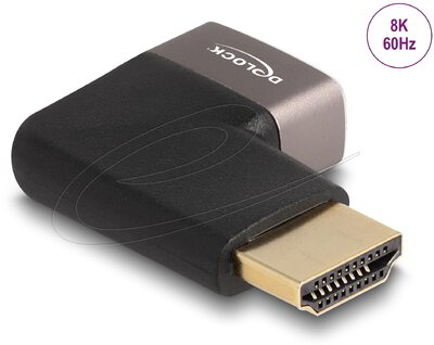 Delock - HDMI adapter apa - anya 90° jobbra hajlítva 8K 60 Hz szürke fém - 60084