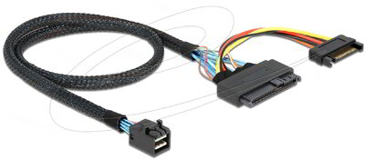 DELOCK - Kábel SFF-8643 dugó > U.2 SFF-8639 hüvely + SATA tápcsatlakozó 50 cm - 84819