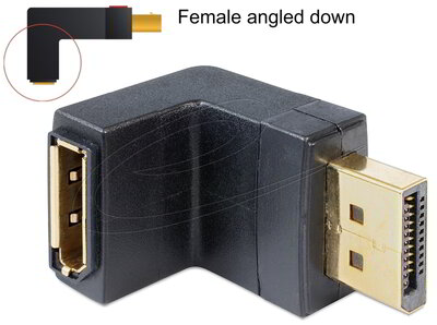 DELOCK - DisplayPort > DisplayPort adapter, lefelé hajlítva - 65382