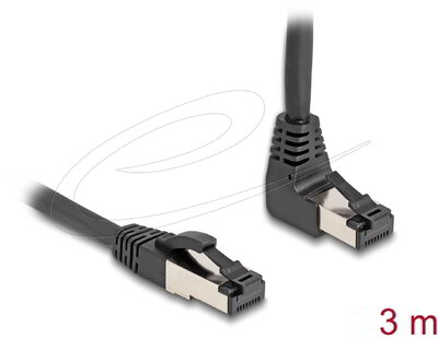 Delock - RJ45 hálózati kábel Cat.8.1 S/FTP 90 fokban felfelé hajló / egyenes 3 m fekete - 80396