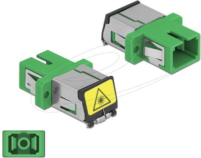 Delock - SC optikai szálas csatlakozó Párosító lézervédő zárral / borítással Simplex anya - SC Simplex anya, egymódosú zöld - 86887