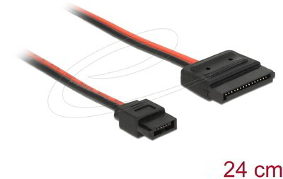 Delock - SATA-tápkábel 15 tűs csatlakozóhüvellyel > Slim SATA-tápcsatlakozó 6 tűs csatlakozóhüvellyel, (5 V) 24 cm - 84857