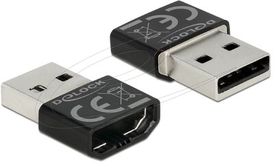 Delock - HDMI-A anya adapter > USB A-típusú, apa, fekete - 65680