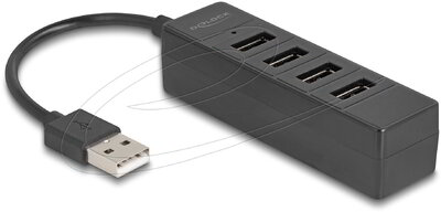 Delock - USB Hub 4 portos USB 2.0 4 x USB A-típusú aljzattal, fekete - 64334