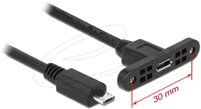 Delock - USB 2.0 Micro-B anya kábel süllyesztett szereléshez > USB 2.0 Micro-B apa kábel, 25 cm - 85245