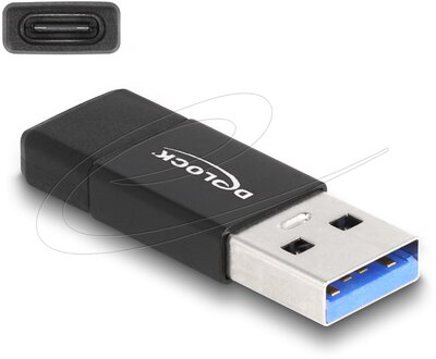 Delock - USB 3.2 Gen 2 adapter USB A-típusú apa - USB C™ anya, aktív fekete - 60001