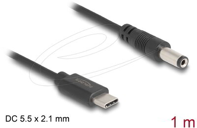 Delock - USB Type-C™ tápkábel DC 5,5 x 2,1 mm-es csatlakozóhoz 1 m - 85397