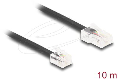 Delock - telefonkábel RJ45 dugó - RJ11 dugó, fekete, 10 m - 88039