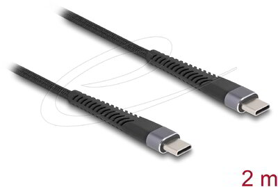 Delock - USB 2.0 kábel USB Type-C apa - apa meghosszabbított hajlítás védelemmel 60 W 2 m - 81125