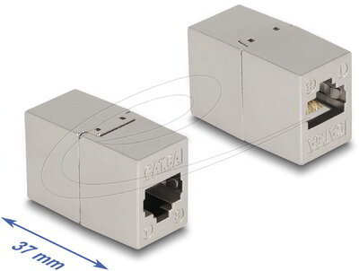 Delock - fémszínű adapter RJ45 anya - RJ45 anya Cat.6A - 87037