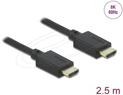Delock - Ultra nagy sebességű HDMI kábel 48 Gbps 8K 60 Hz 2,5 m - 85389
