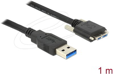 Delock - Kábel USB 3.0 A típusú dugó > USB 3.0 Micro-B típusú dugó csavarokkal ellátott 1 m - 83597