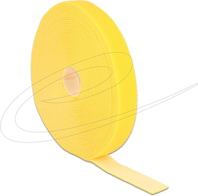 Delock - Hurkolható rögzítok, 10 m x 20 mm (H x Sz) tekercs, sárga - 18740