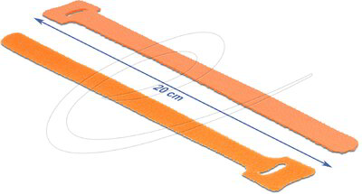 Delock - Hurkolható rögzítok, 200 mm x 12 mm (H x Sz), 10 darab, narancssárga - 18696