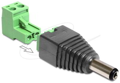 Delock - DC 2.5 x 5.5 mm apa > Terminal Block 2 pin adapter, 2 részes - 65488