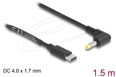 Delock - USB tápkábel > DC 4,0 x 1,7 mm apa 90 1,5 m - 85665