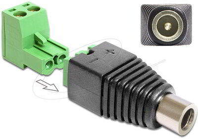 Delock - DC 2.5 x 5.5 mm anya > Terminal Block 2 pin adapter, 2 részes - 65486