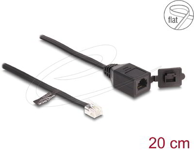 Delock - Kábel RJ12 apa - RJ12 anya védő fedéllel 20 cm, fekete - 88009
