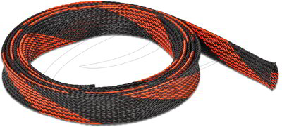 Delock - Fonott kábelharisnya nyújtható 2 m x 19 mm fekete-piros - 20743