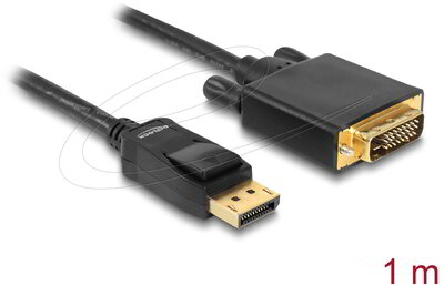 Delock - Kábel DisplayPort 1.1 dugó > DVI 24+1 dugó passzív 1 m fekete - 82590