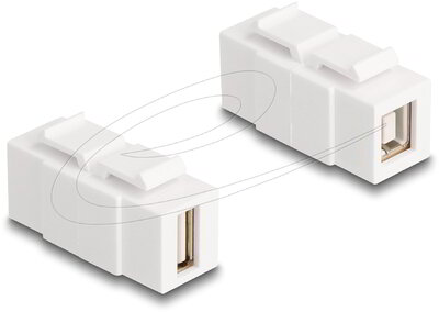 Delock - Keystone modul A-típusú USB 2.0 anya B-típusú USB 2.0 anya, mindkét oldalával beépíthető, fehér színű - 87951