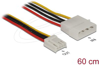 Delock - tápkábel 4 tűs apa > 4 tűs floppy anya 60 cm - 85817