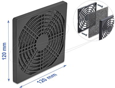 Delock - Ventilátor rács porszűrővel 120 x 120 mm fekete - 67313