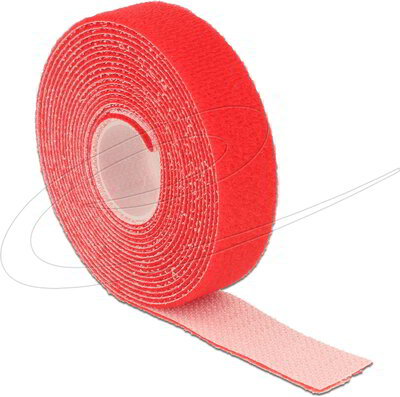 Delock - Hurkolható rögzítők, 3 m x 20 mm (H x Sz) tekercs, piros - 18722