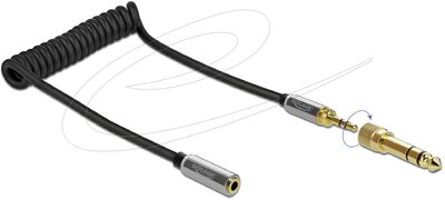 Delock - Összecsavart kábelbővítmény 3,5 mm 3 tűs Sztereo Jack apa - Sztereo Jack anya 6,35 mm csavar adapterrel 1 m - 85831
