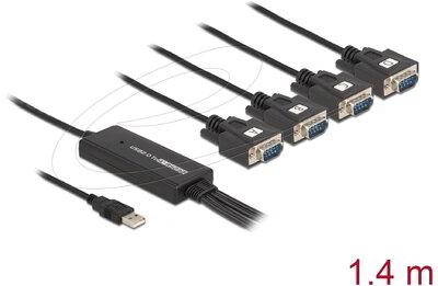 Delock - Adapter USB 2.0 A-típusú csatlakozó > 4 x Soros RS-232 DB9 csatlakozó - 61887
