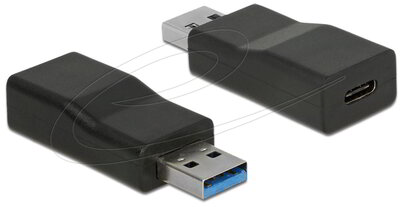 Delock - Átalakító USB 10 Gbps A-típusú csatlakozódugó > USB Type-C™ típusú csatlakozóhüvely, aktív fekete színű - 65696