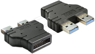 Delock - Adapter USB 3.0 pin header male > 2 x USB 3.0-A male - parallel - 65398