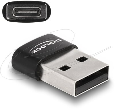 Delock - USB 2.0 adapter USB A-típusú apa - USB C™ hüvely, fekete - 60002