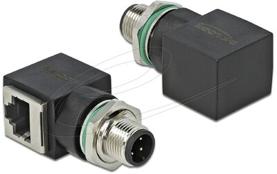Delock - Hálózati adapter M12 D-kódolású 4 tűs apa - RJ45 - 66313