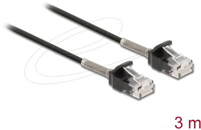 Delock - Görbítés védelemmel ellátott kábel RJ45 apa - RJ45 apa Cat.6A, 3 m hosszú, fekete - 87020